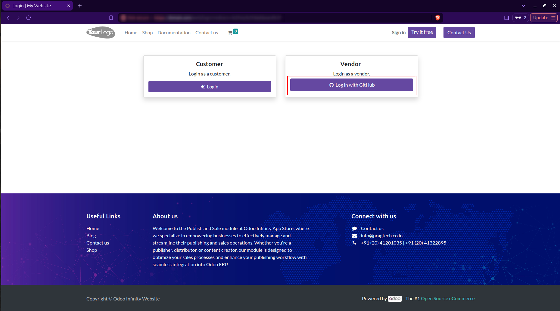 Vendor Login Page